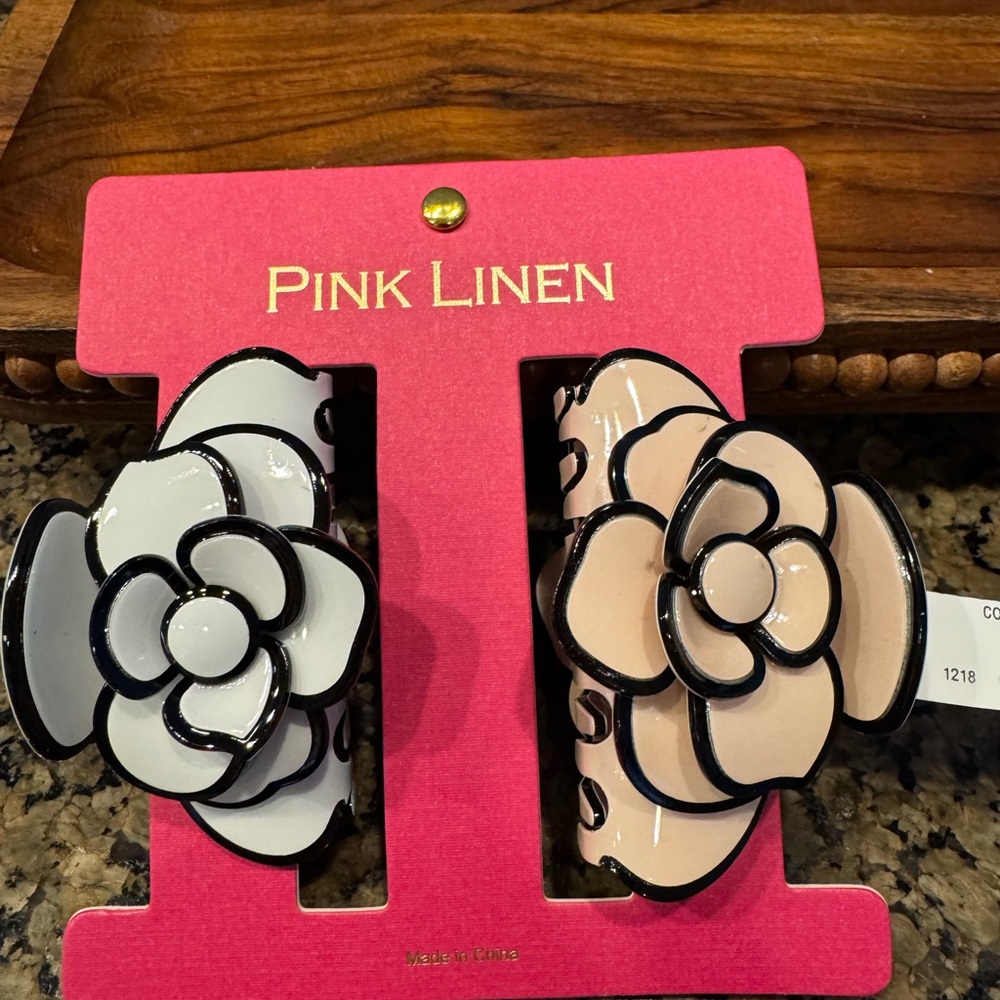 Pink Linen Clips NWT